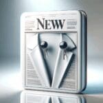 Primer plano editorial de un par de pendientes inteligentes en ambiente moderno y luminoso.