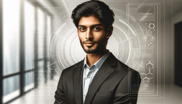 Retrato de un joven empresario trabajando en un entorno tecnológico moderno