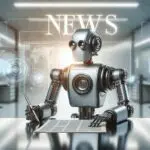 Robot industrial operando en un entorno moderno de laboratorio, con luz natural y fondo tecnológico.