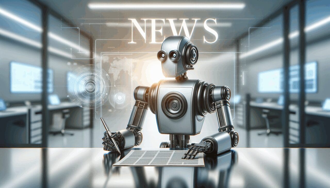 Robot industrial operando en un entorno moderno de laboratorio, con luz natural y fondo tecnológico.