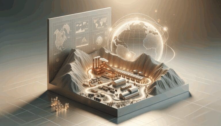 Mina en desierto peruano con equipos tecnológicos de seguridad.