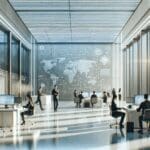 Oficinas modernas en un entorno corporativo tecnológico