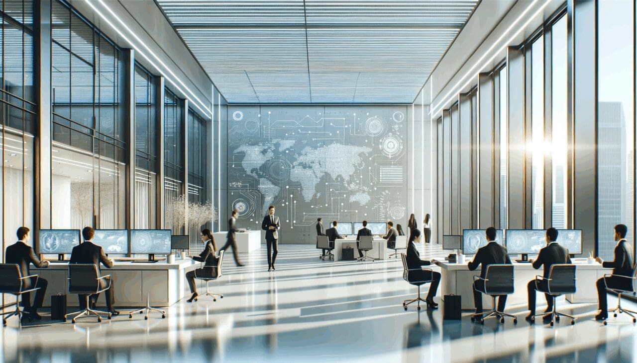 Oficinas modernas en un entorno corporativo tecnológico