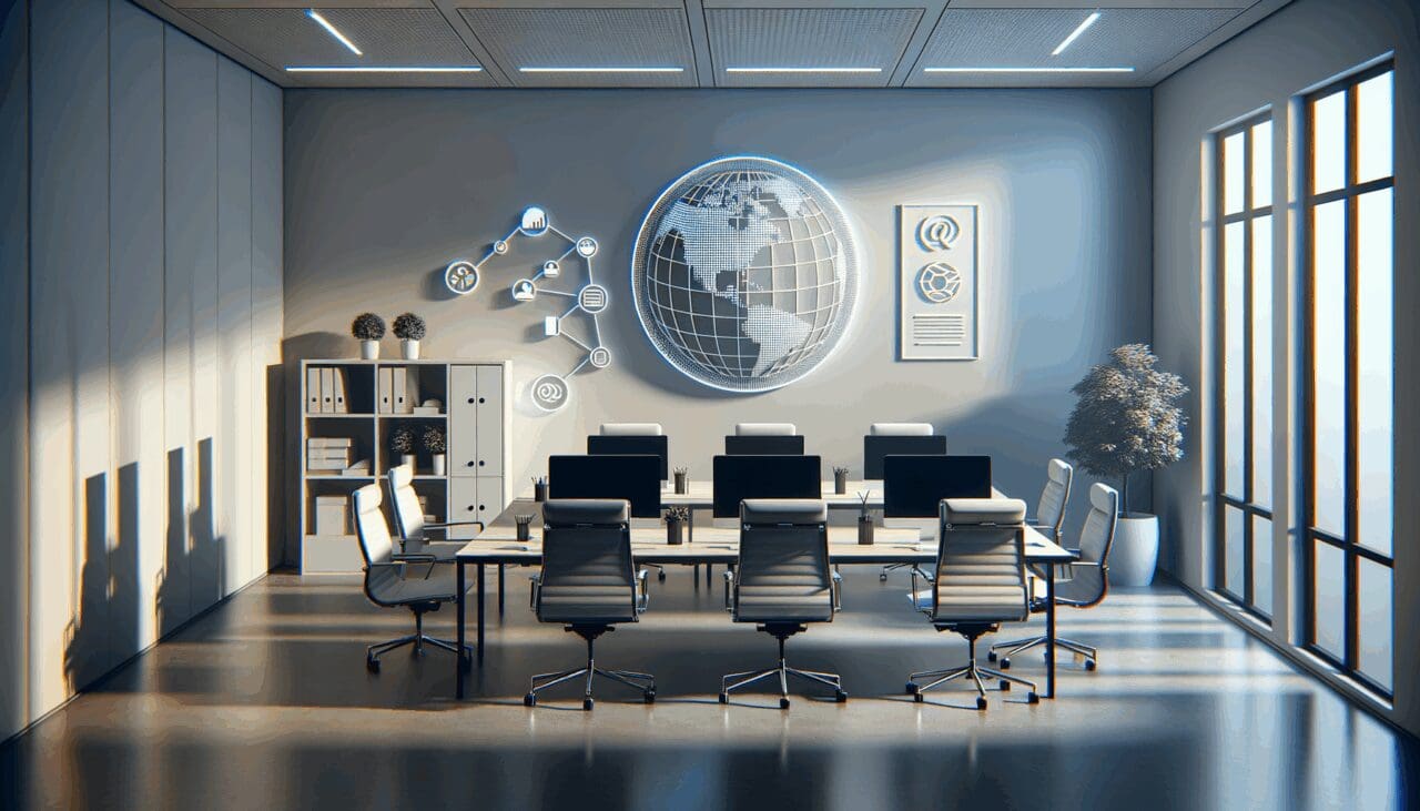 Oficina moderna de una startup tecnológica chilena