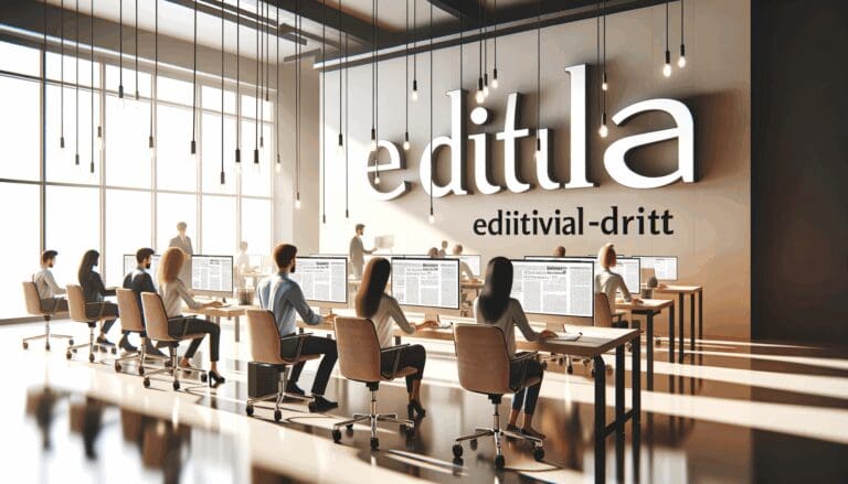 Oficina moderna con ambiente creativo y tecnológico, personas trabajando en computadoras