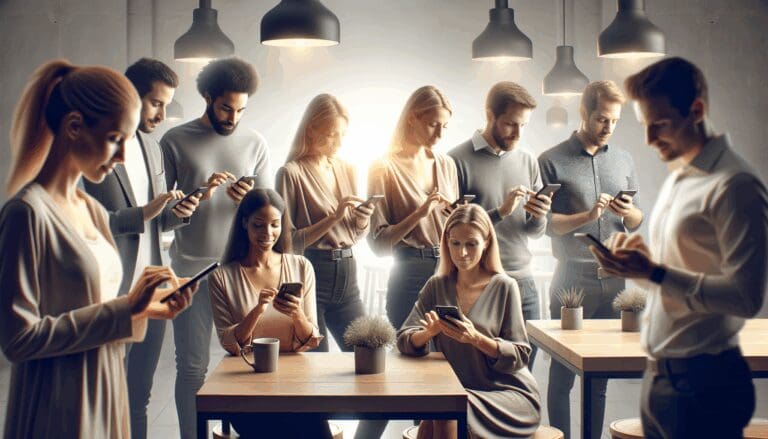 Personas usando smartphones para pagar en un restaurante moderno y luminoso