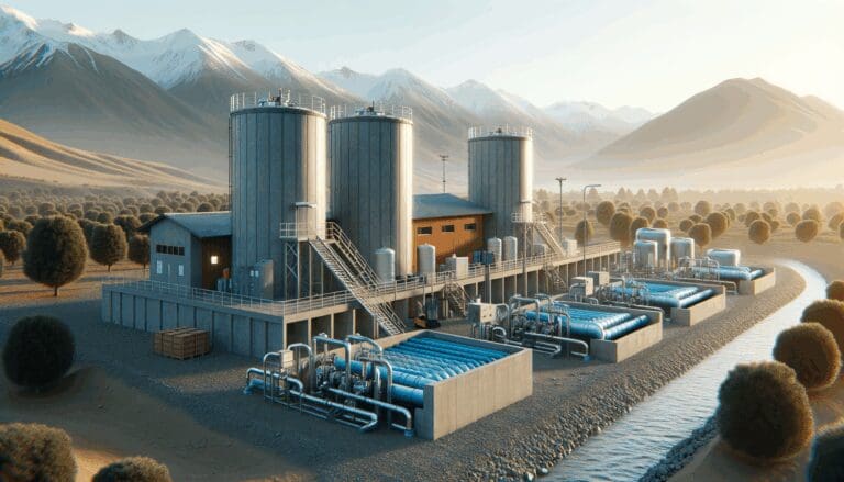 Una planta de tratamiento de agua en un entorno rural chileno.