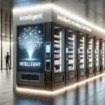 Máquinas de vending inteligentes en un centro tecnológico moderno