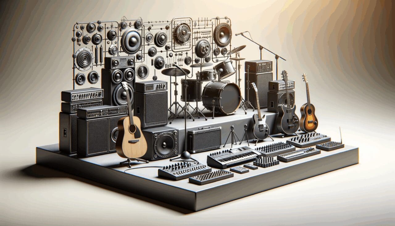 Instrumentos musicales e instalaciones tecnológicas en un escenario innovador.