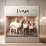 Primer plano de cerdas en un corral limpio con materiales naturales, entorno moderno y luz suave.