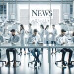Equipo de científicos trabajando en un laboratorio de biotecnología moderno, rodeados de tecnología avanzada.