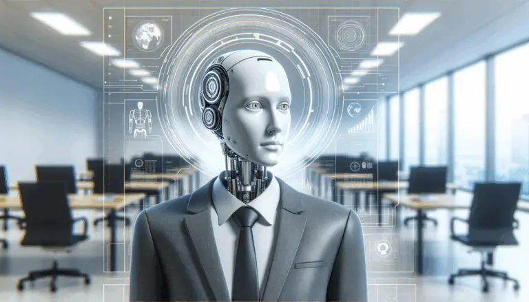 Representación digital de inteligencia artificial procesando datos en un entorno empresarial