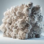 Primer plano de biomateriales innovadores hechos a partir de desechos marinos