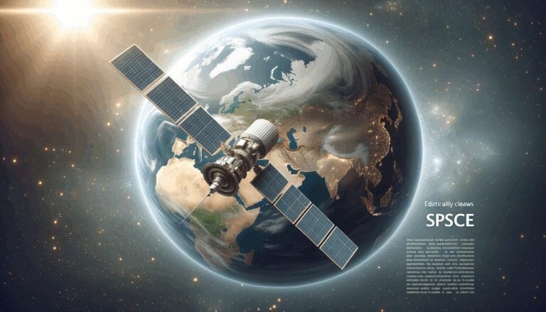 Satélite en órbita sobre un paisaje terrestre