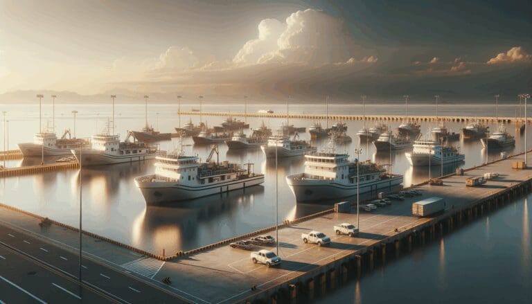 Barcos en un puerto colombiano con un horizonte despejado.