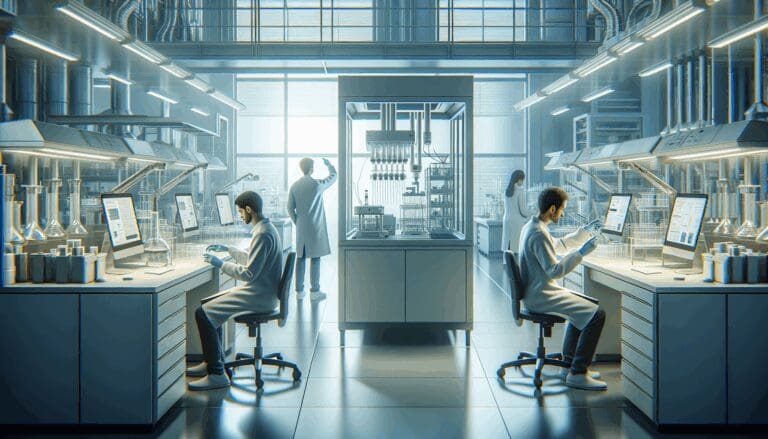 Investigadores trabajando en un laboratorio de biotecnología avanzado