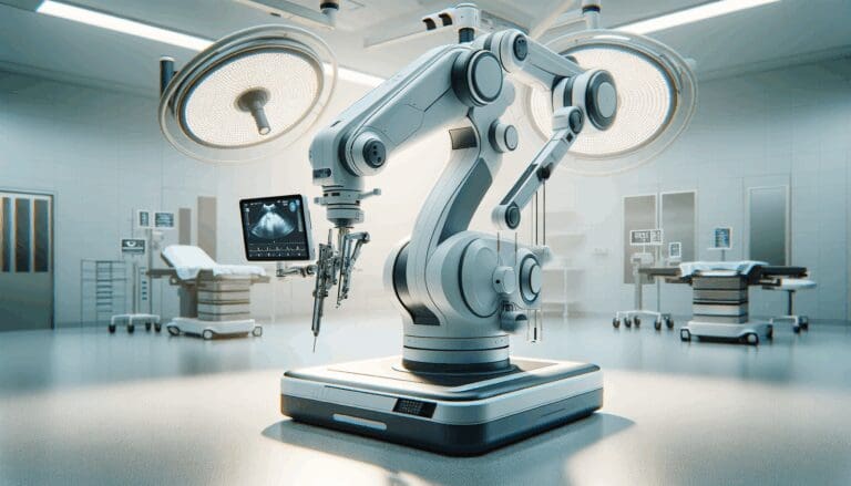 Brazo robótico quirúrgico en una sala de cirugía moderna