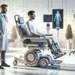 Dispositivo de rehabilitación motriz en un entorno clínico moderno.