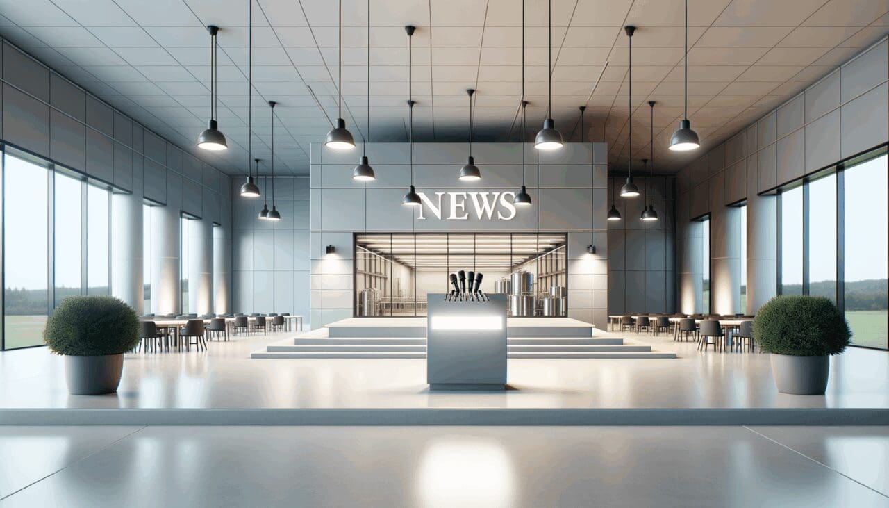 Instalaciones modernas de una planta vinícola en un entorno universitario