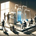 Emprendedores trabajando en una solución innovadora de purificación de agua