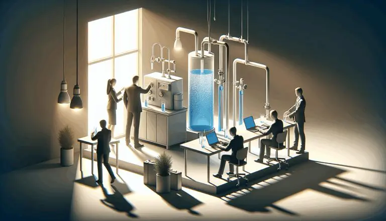 Emprendedores trabajando en una solución innovadora de purificación de agua