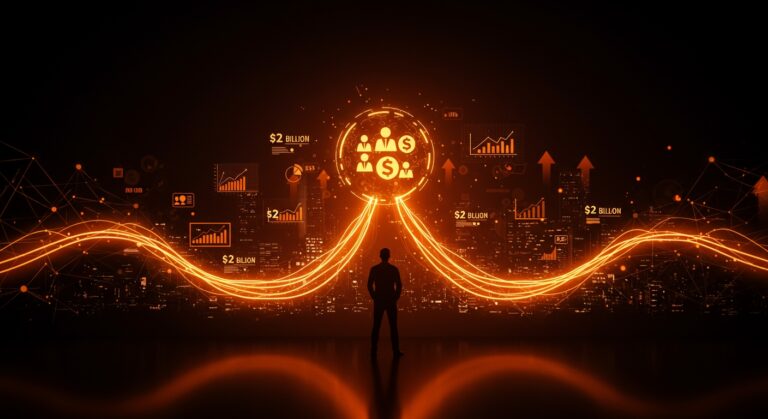 Inversión en startups tecnológicas con respaldo de Mubadala y AAF, simbolizando exits millonarios y crecimiento de capital riesgo.