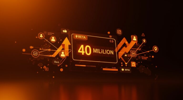 Interfaz digital muestra 40 millones de usuarios y función beta de dislikes en redes sociales de Bluesky destacando crecimiento y nuevas características.