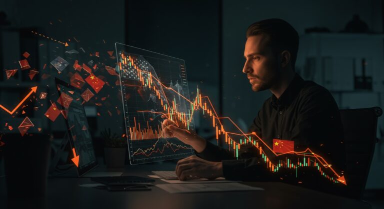 Impacto de la caída de bonos basura de EE.UU. en startups con gráficos financieros y metáforas de riesgo de mercado.