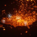 Visualización impactante de un ataque DDoS masivo del botnet Aisuru afectando dispositivos IoT y proveedores de servicios de internet en EE.UU., destacando la ciberseguridad y estrategias de mitigación.