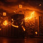 Impacto de la caída masiva de AWS afectando Fortnite, Alexa y servicios cloud, ilustrado con metáforas visuales de interrupción y desconexión digital.