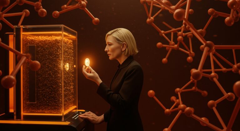 Cate Blanchett promoviendo la conservación de semillas en el banco mundial para la restauración ambiental y la biodiversidad.