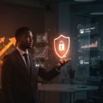 Chief Trust Officer en entorno tecnológico representando el crecimiento SaaS y la confianza digital en la seguridad de datos.