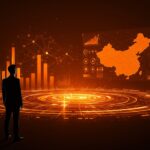 Concentración de talento tecnológico en China representada con horizonte digital y gráficos que muestran competitividad global e innovación para startups.