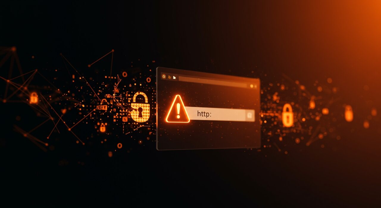 Alerta de seguridad de Chrome sobre sitios HTTP no cifrados, destacando mejoras en seguridad web y tendencias tecnológicas.