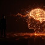 Integración de datos de máquina esenciales para la estrategia de IA empresarial, ilustrada con redes neuronales y flujos de datos digitales en tonos ecosistema startup.