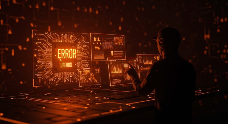 Informe visual de incidentes y estado actual de Claude AI con monitoreo y errores en la plataforma AI destacados en un entorno tecnológico.