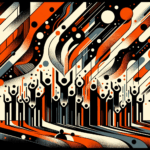 Colaboración y comunidad en convocatoria para startups tecnológica con paleta de colores naranja y negro Ecosistema Startup