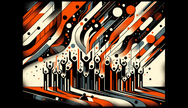 Colaboración y comunidad en convocatoria para startups tecnológica con paleta de colores naranja y negro Ecosistema Startup