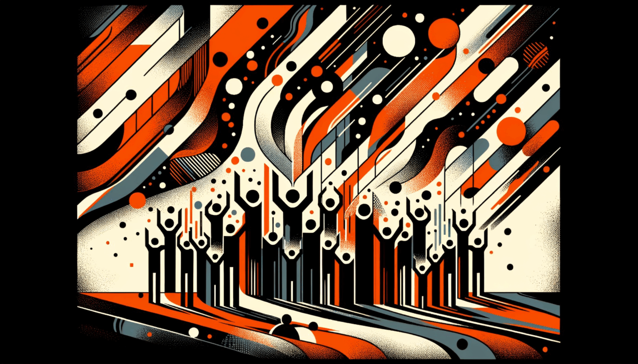 Colaboración y comunidad en convocatoria para startups tecnológica con paleta de colores naranja y negro Ecosistema Startup