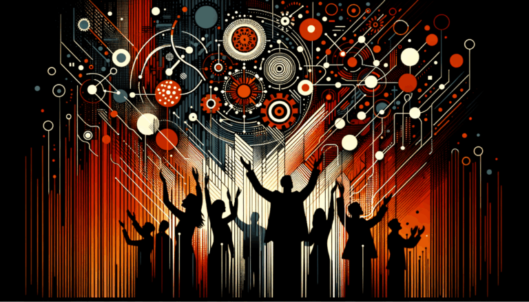 Colaboración y convocatoria en comunidad startup tecnológica con paleta de colores Ecosistema Startup