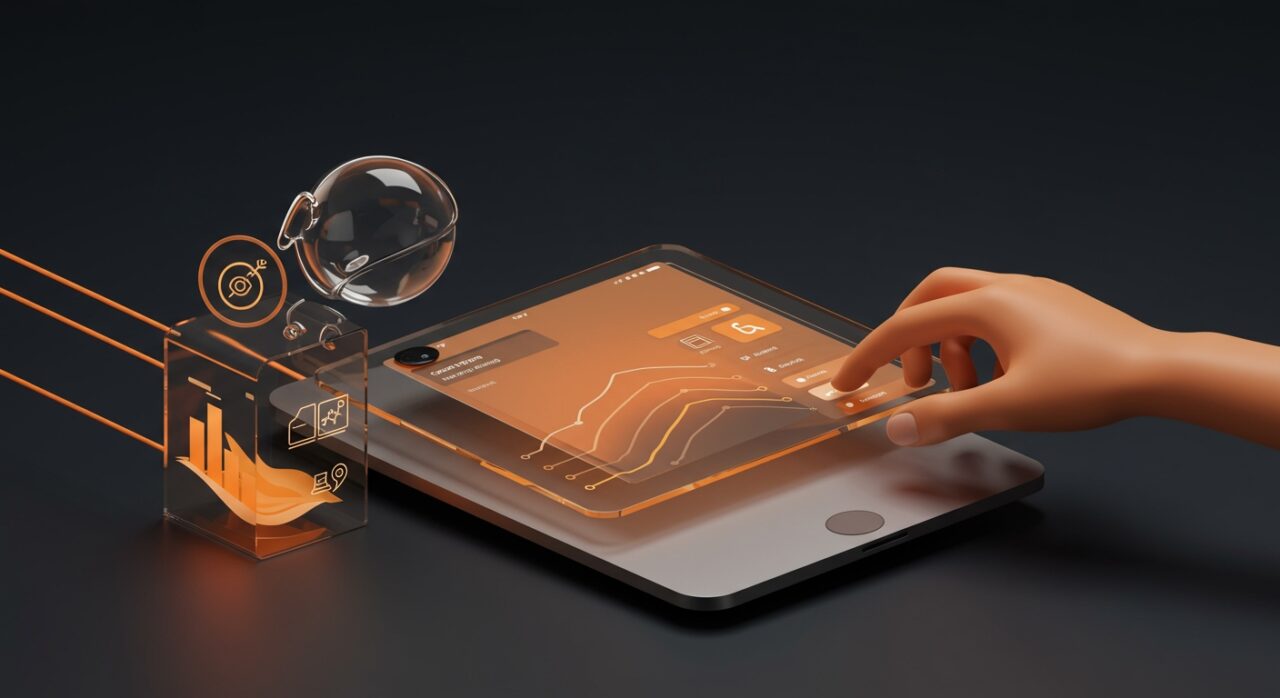 Interfaz Liquid Glass de Apple optimizada para accesibilidad y usabilidad en iOS y macOS, destacando diseño de UX y personalización.