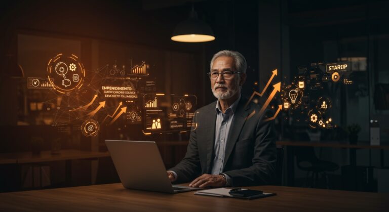 Emprendimiento senior después de los 60 años en Latinoamérica con enfoque en innovación tecnológica y apoyo a emprendedores mayores.