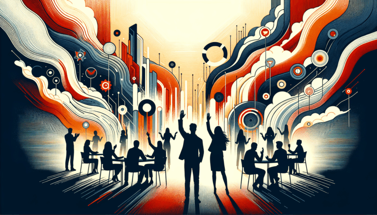 Comunidad startup colaborando en convocatoria tecnológica con paleta naranja y negro Ecosistema Startup