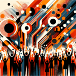 Imagen conceptual de convocatoria y colaboración en comunidad startup con paleta de colores naranja y negro de Ecosistema Startup