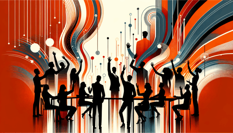 Convocatoria y colaboración en comunidad startup con colores naranja y negro de Ecosistema Startup