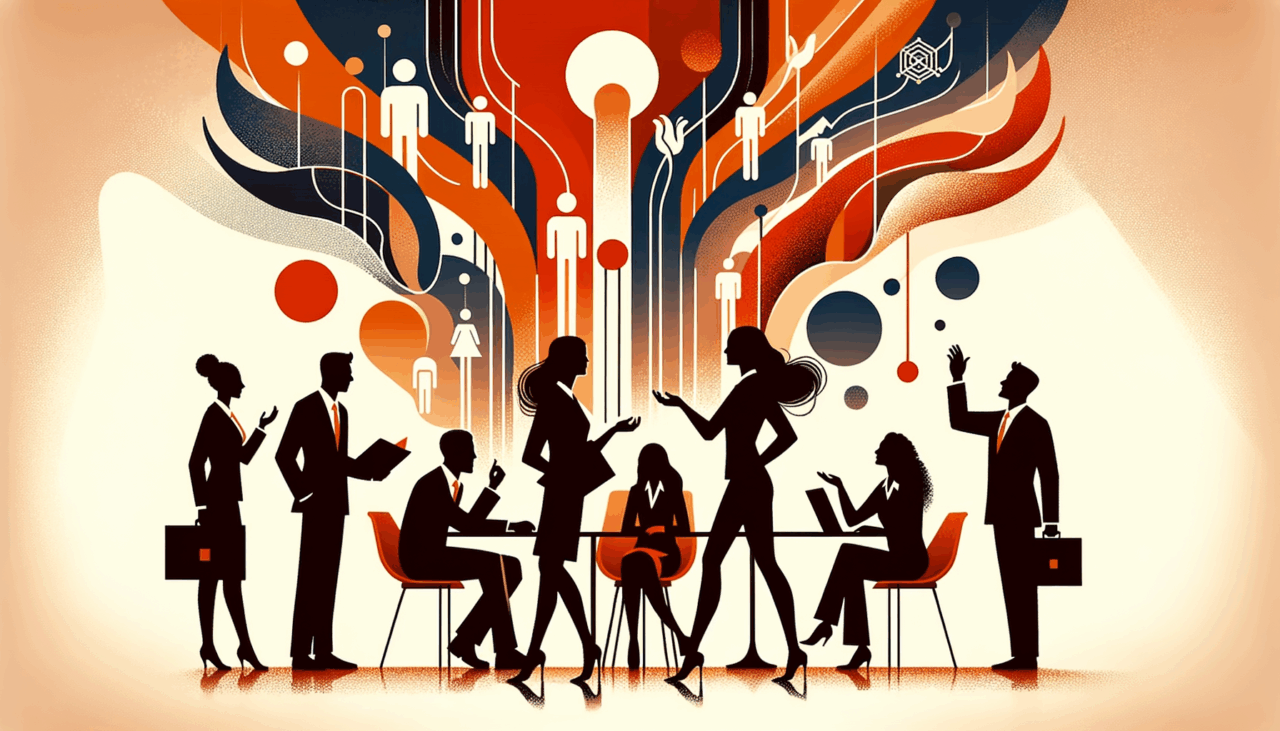 Imagen editorial que representa convocatoria y colaboración en comunidad startup con paleta de colores Ecosistema Startup naranja y negro