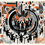 Convocatoria y colaboración en la comunidad startup con colores naranja y negro del Ecosistema Startup