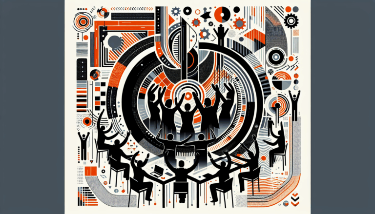 Convocatoria y colaboración en la comunidad startup con colores naranja y negro del Ecosistema Startup