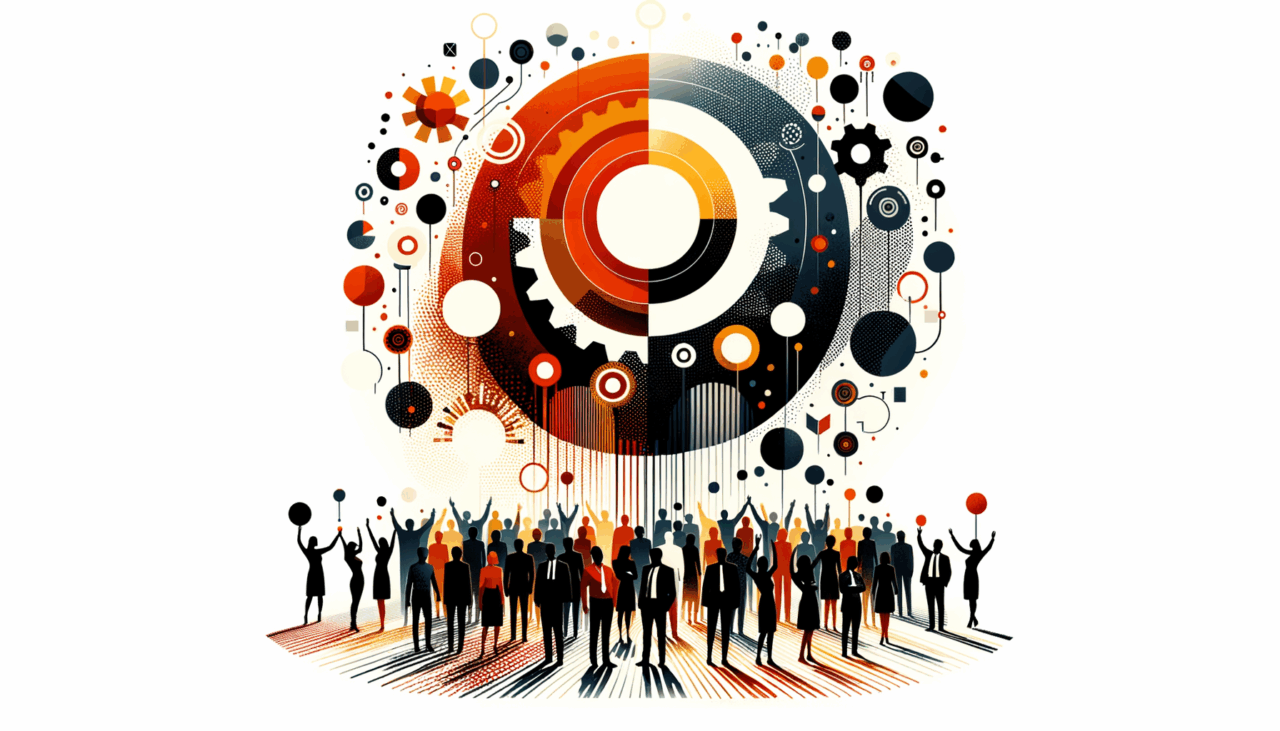 Convocatoria y colaboración en comunidad startup tecnológica con paleta de color naranja y negro Ecosistema Startup