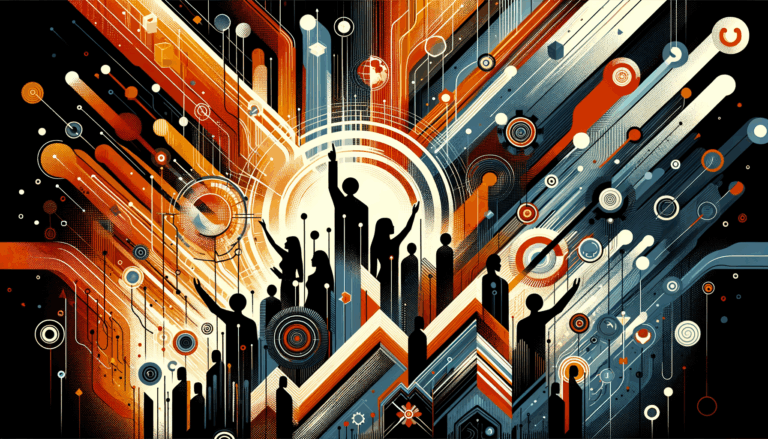 Convocatoria y colaboración en comunidad startup tecnológica con paleta de colores Ecosistema Startup en naranja y negro